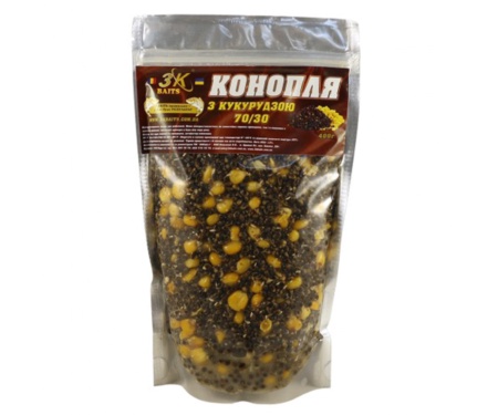 Прикормка 3KBaits Конопля с кукурузой 70/30 0.4кг