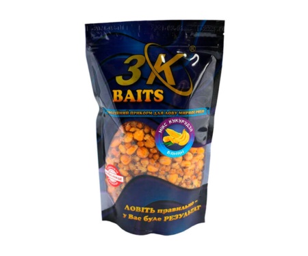 Прикормка 3KBaits Зерновой Микс Кукуруза банан 0.5кг