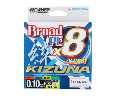 Шнур Owner Kizuna Broad PEx8 300м 0.10мм 4.1кг Multi Color