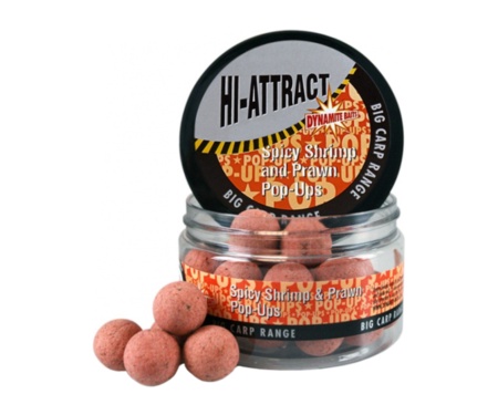 Бойли Dynamite Baits Pop-Ups Hi-Attract Spicy Shrimp & Prawn 15мм