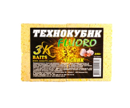 Технокубик 3KBaits Fluoro часник 290г