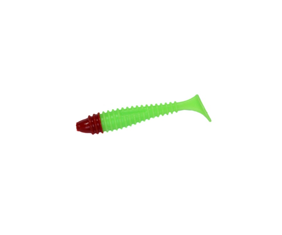 Виброхвост Angry Baits Fatik 2" 66 Acid Green Red Head UV