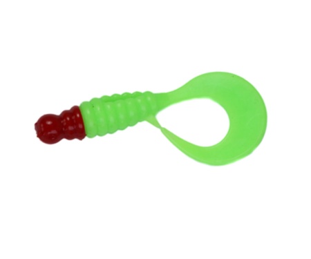 Твистер Angry Baits Twister 2,2" 66 Acid Green Red Head UV