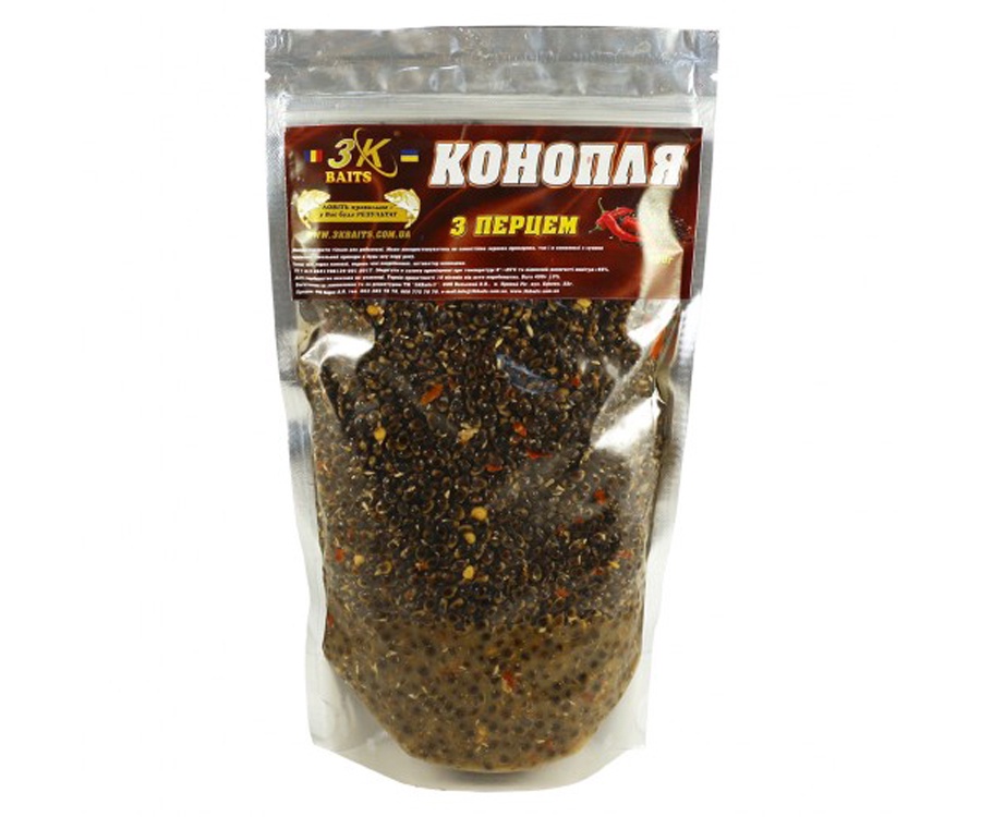 Прикормка 3KBaits Конопля с перцем острая 0.4кг