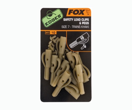 Безопасная клипса FOX Edges Slik Lead Clips + Pegs Trans Khaki Size № 7