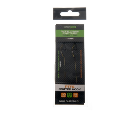 Готовый поводок Carp Pro Camo Hooklink 15см 25lb PTFE Wide Gape Сapture №10
