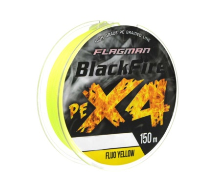 Шнур Flagman BlackFire PE X-4 150м 0.19мм Fluo Yellow