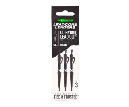Готовая оснастка Korda Kable Leadcore Leader Hybrid Lead Clip QC Swivel Weed 50см