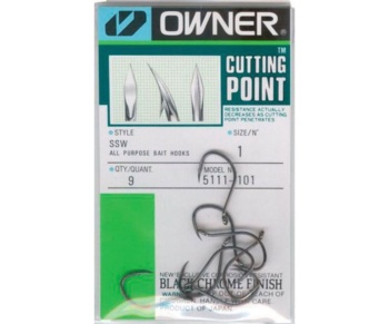 Крючки Owner Cut SSW All Purpose Bait Hooks Black №02 #2