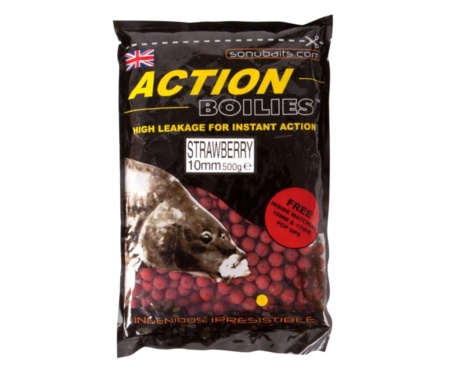 Бойли Sonubaits Action Boilies-Strawberry 10мм 500г
