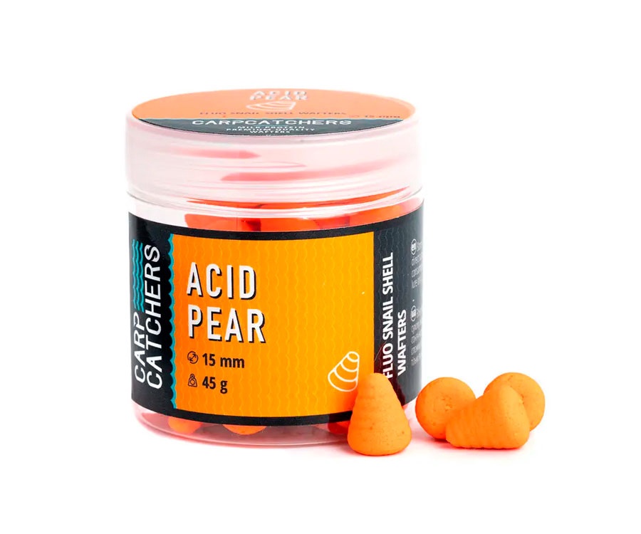 Бойлы Carp Catchers Fluo Snail Shell Wafters Acid Pear 15*12 мм