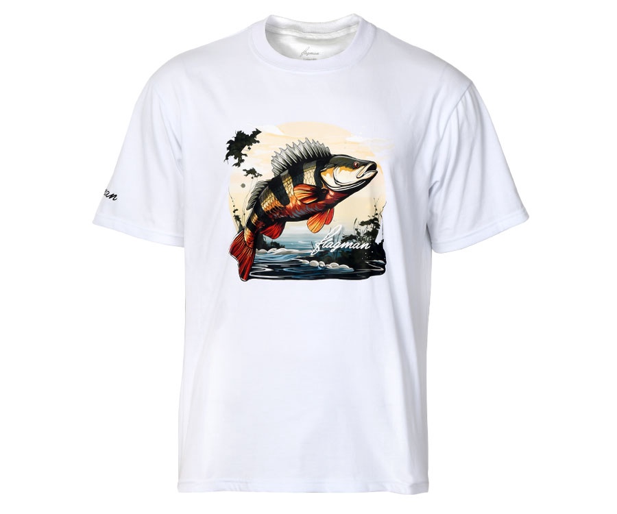 Футболка Flagman Оверсайз 250г/м White Окунь Большой M #1