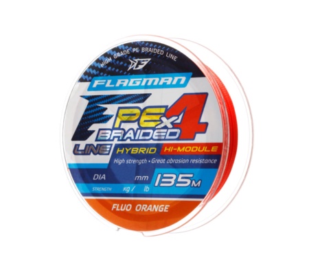 Шнур Flagman PE Hybrid F4 FluoOrange 135м 0.06мм