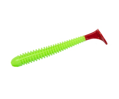 Силікон Angry Baits Zander Worm 3" Acid Green Red Tail UV