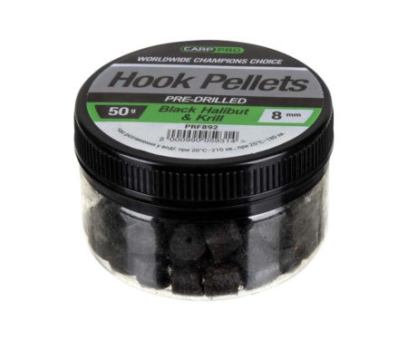 Насадочний пелетс Carp Pro Hook Pellets Pre-Drilled Black Halibut&Krill 8мм