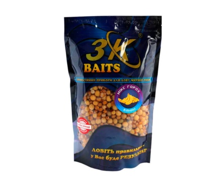 Прикормка 3KBaits Зерновой Микс Горох банан 0.5кг