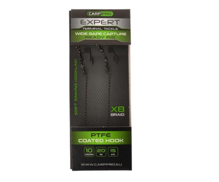 Готовий повідець Carp Pro Sinking Braid 20 lb x8 PTFE Wide Gape Сapture №10 15см