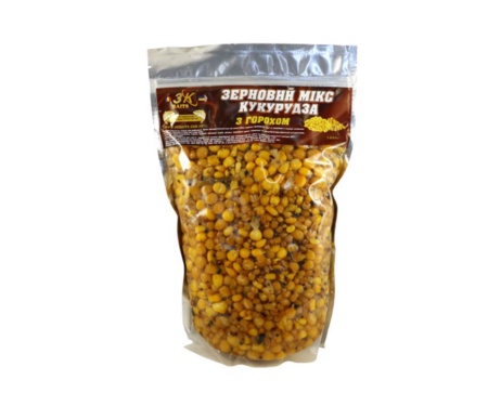 Прикормка 3KBaits Зерновой Микс Кукуруза с горохом 1кг
