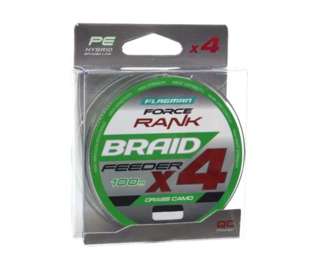 Шнур Flagman Force Rank Feeder Braid Х4 Grass Camo 100м 0.18мм