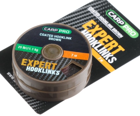 Поводковый материал в оплётке Carp Pro 25 lb 7 м коричневый