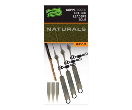Готовая оснастка Fox Edges Naturals Copper-Core Heli Rig Leaders 50lb 75см 3шт