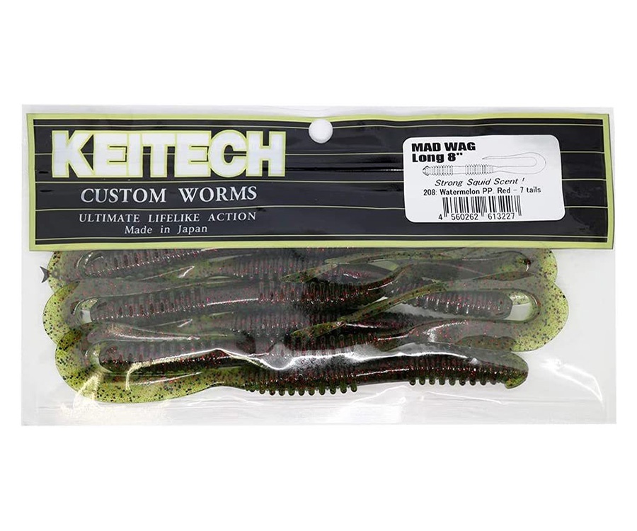 Твистер Keitech Mad Wag Long 8" 208S Watermelon PP Red #2