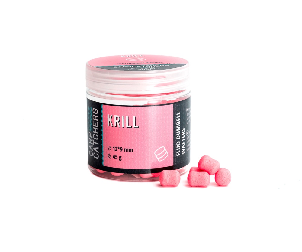 Бойлы Carp Catchers Fluo Dumbell Wafters Krill 12x9мм