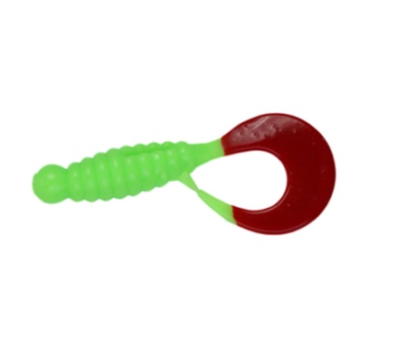Твистер Angry Baits Twister 2,2" 67 Acid Green Red Tail UV
