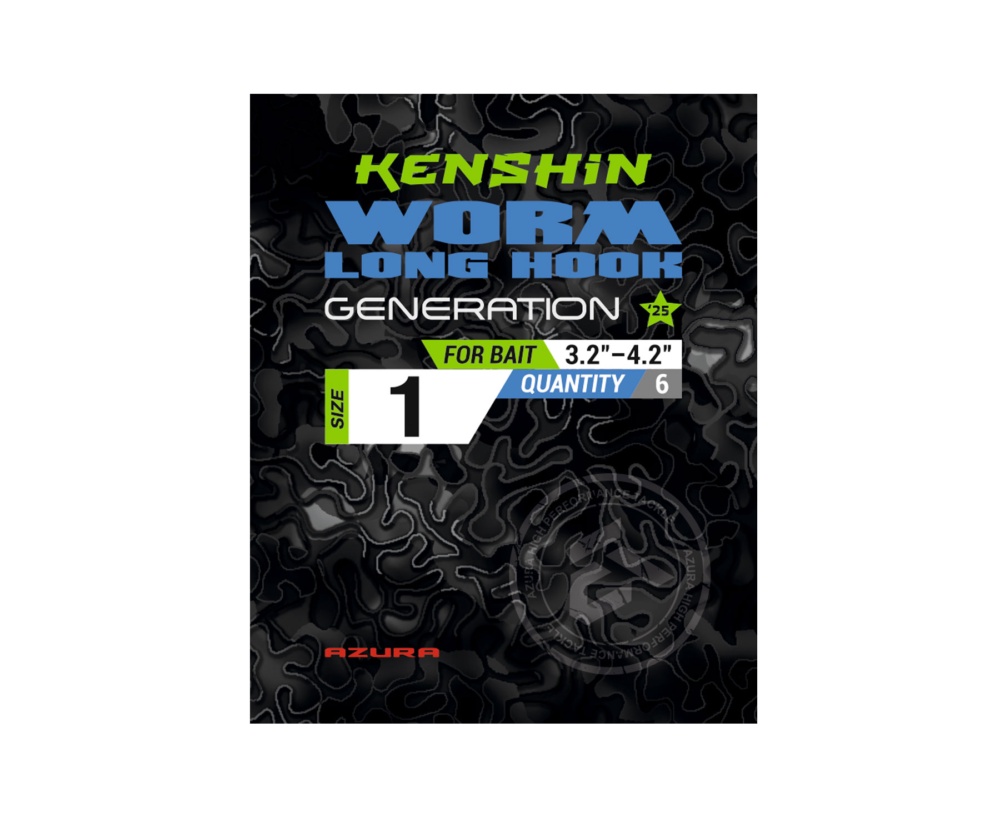 Крючки Azura Kenshin Worm Hook Long PTFE #01 #2