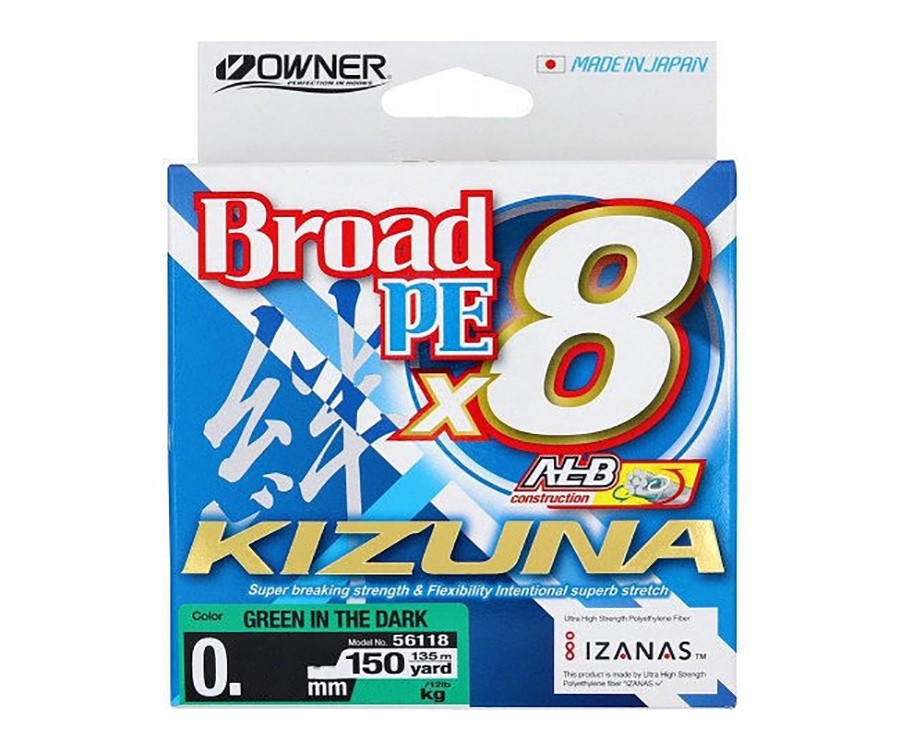 Шнур Owner Kizuna Broad PEx8 135м 0.17мм 9.2кг Green #2